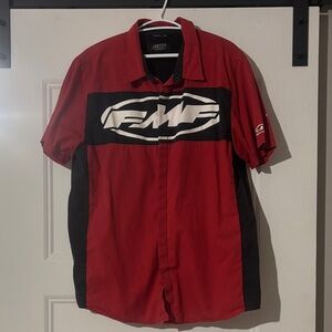 FMF Red and Black Men's Casual Button Down Shirt